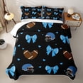 thumbnail image 2 of Erosebridal Blue Bow Knot Bed Spread Queen for Boys Girls,Teens Sport Football Queen Coverlet Set, 2 of 7
