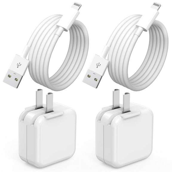 2-Pack 12W Lightning to USB 2.0 Foldable Wall Charger