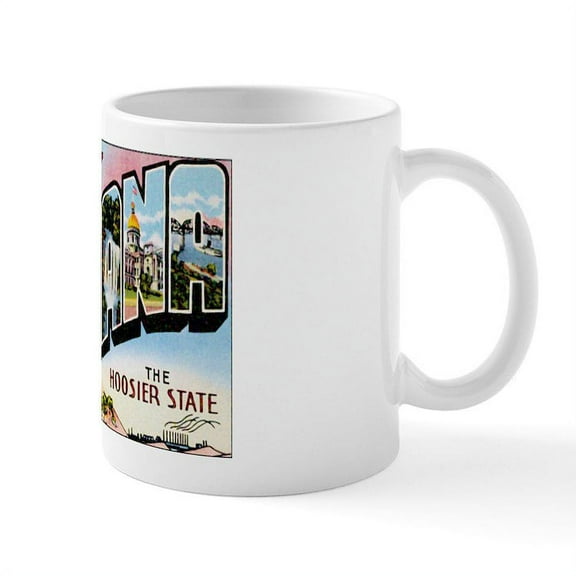 CafePress - Indiana Postcard Mug - 11 oz Ceramic Mug - Novelty Coffee Tea Cup