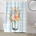 thumbnail image 5 of Fabric Shower Curtain, Blue Plaid Rose Flower Printing Bathroom Curtain with 12 Hooks Waterproof No Bad Odor Machine Washable Bath Curtains for Bathroom, Spa Room, 72"x78", 5 of 6