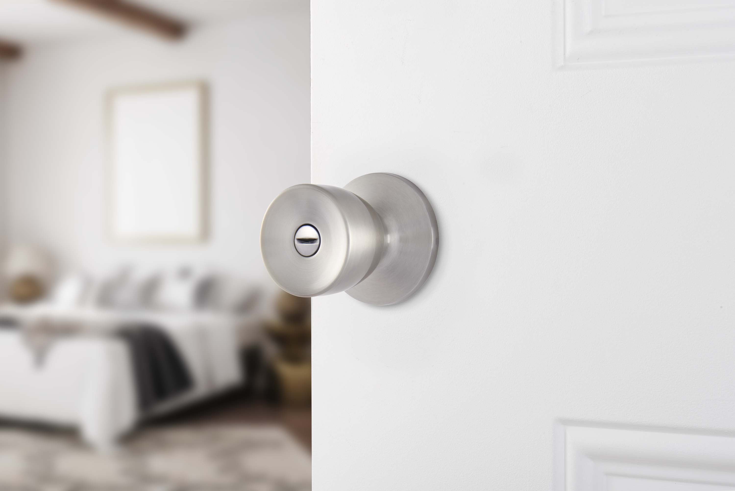 (6 pack) Brink's Privacy Bed/Bath Tulip Style Doorknob, Satin Nickel Finish