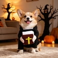 thumbnail image 5 of Tuvgenk Halloween Pet Pastor Costume for Dogs Cats, Priest Outfit with Hood for Holiday Party Dress Up, Cute Photo Prop for Small Animals, Size M, 5 of 7