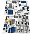 Abstract Geometry Square Modern Art Black Blue Table Runner Wedding