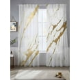 thumbnail image 2 of White Gold Modern Sheer Curtains 96 Inch Length 2 Panels Set, Abstract Vintage Marble Geometric Voile Window Treatment Semi Sheer Long Curtains Drapes for Bedroom/Living Room/Kitchen 52"x96"x2, 2 of 7
