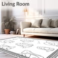 thumbnail image 2 of ODIKA 3'x5' Machine Washable Non-Slip Area Rug, Whimsical Safari Creature Hook Stitch Canvas Beginner Artwork High Traffic Rug with Pad, Black, 647565, 2 of 8