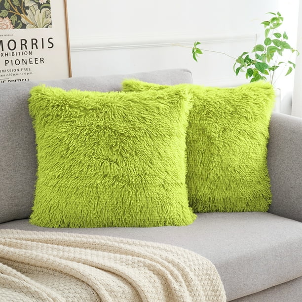 Funda de cojín REGALWOVEN Set de 2, fundas de cojín suaves y esponjosas, fundas de almohada de felpa de doble cara, verdes de 16" x 16"