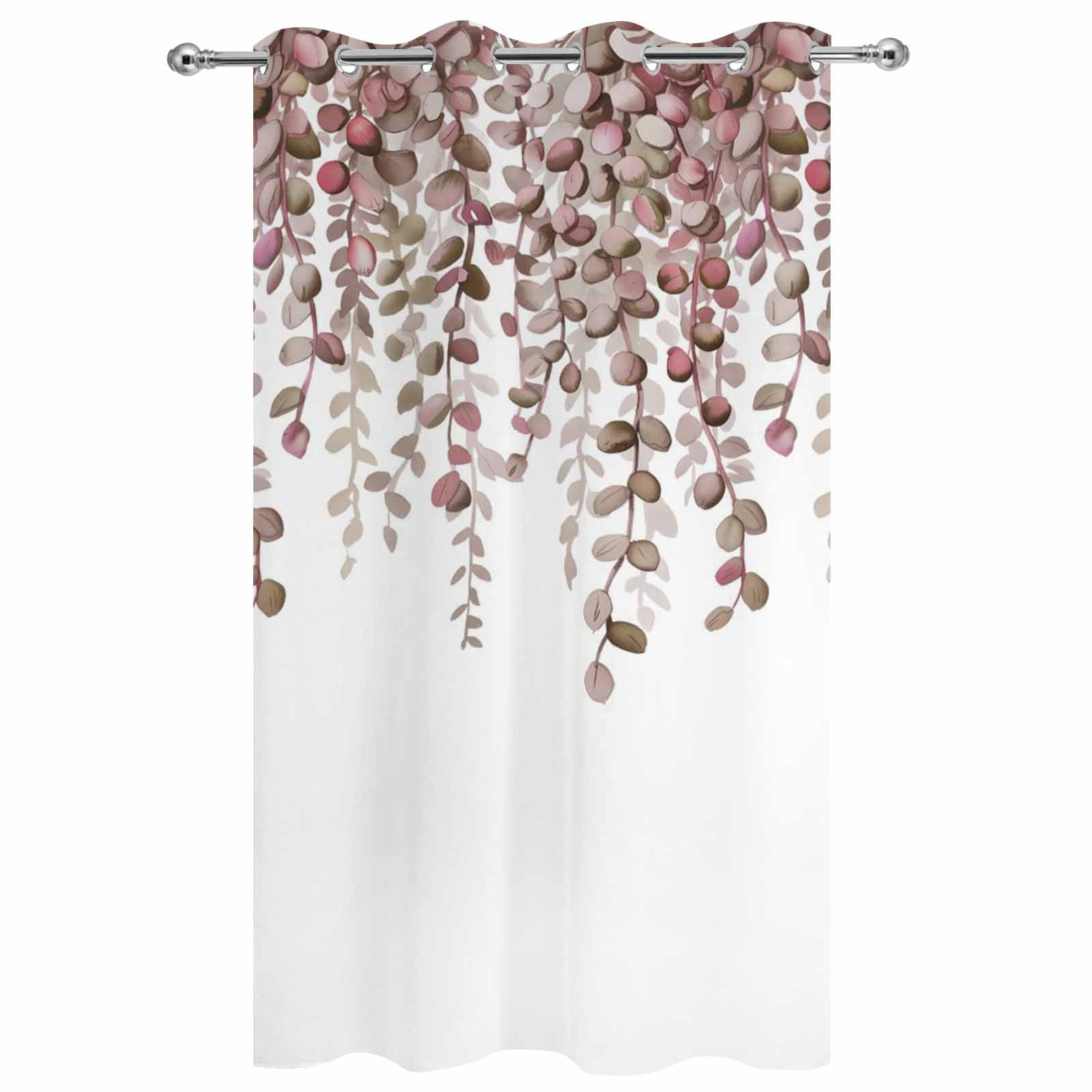 Outdoor Curtains for Patio Waterproof, Brown Eucalyptus Leaves Outdoor Privacy Panels Grommet, Spring Leaves Plants Country Blackout Outside Curtains for Porch/Cabana/Pergola/Gazebo 54"x84", 1 Panel