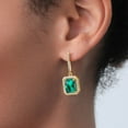 thumbnail image 3 of Gem Stone King 4.96 Ct Green Simulated Emerald 18K Yellow Gold Plated Silver Earrings, 3 of 6