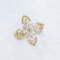 thumbnail image 5 of Cross Flower CZ Brooch, Cubic Zirconia Crystal Pin, Gold Tone Finish, Floral Design, 5 of 10
