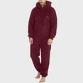 thumbnail image 2 of fartey Hooded Jumpsuits for Men Solid Color Fleece One Piece Pajamas Warm Pockets Long Sleeve Full Zip Plus Size Sleepwear, S-5XL, 2 of 6