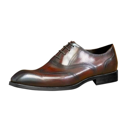 

Men S Leather Shoes Men s Fashion Imitation Wood Grain Vintage Square Head Lace Up Shoes