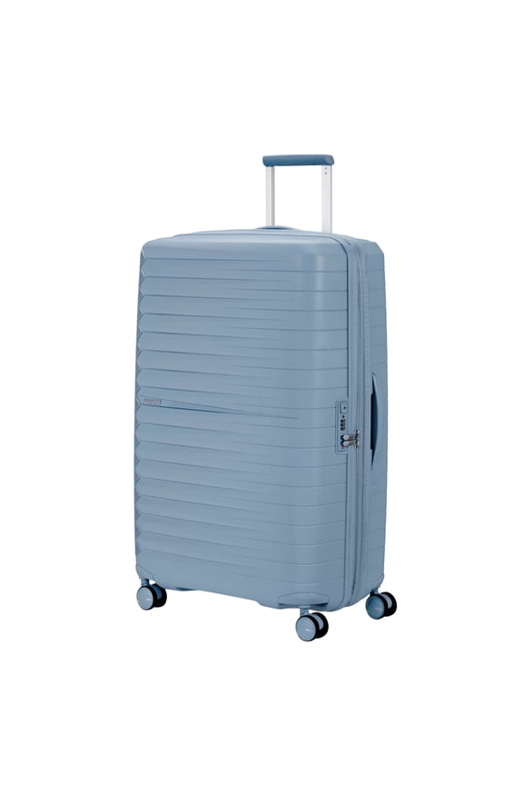 Open Box American Tourister Fastforward Hardside Large Checked Suitcase with Spinner Wheels - Steel Blue