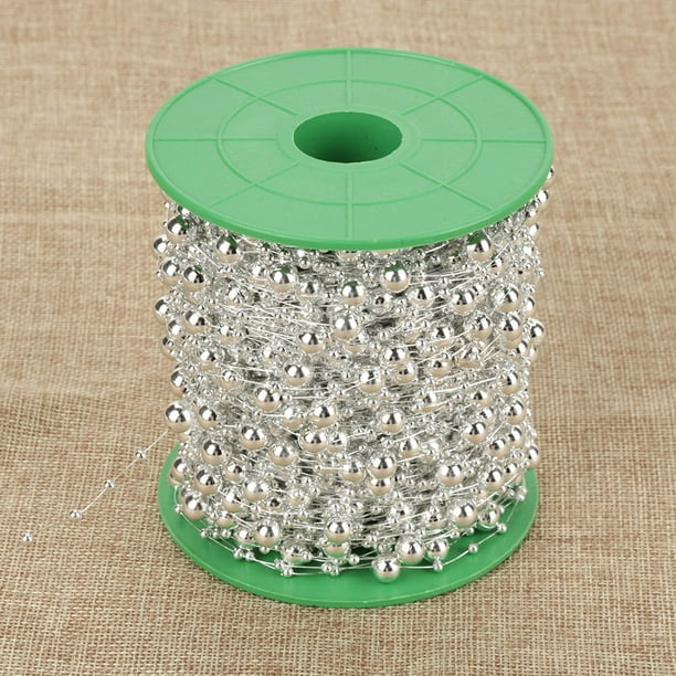 Cuentas de alambre de perlas, 60 m/rollo, alambre de perlas galvanizado, cadena de perlas, guirnalda de perlas, acabado de lujo