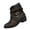 Brown_005, variant on Domuza boots for women ,Studded Buckle Chain Decor Pointed Toe Ankle Boots, Side Zipper Block Heel Casual Short Boots Black 5.5(EU-36)