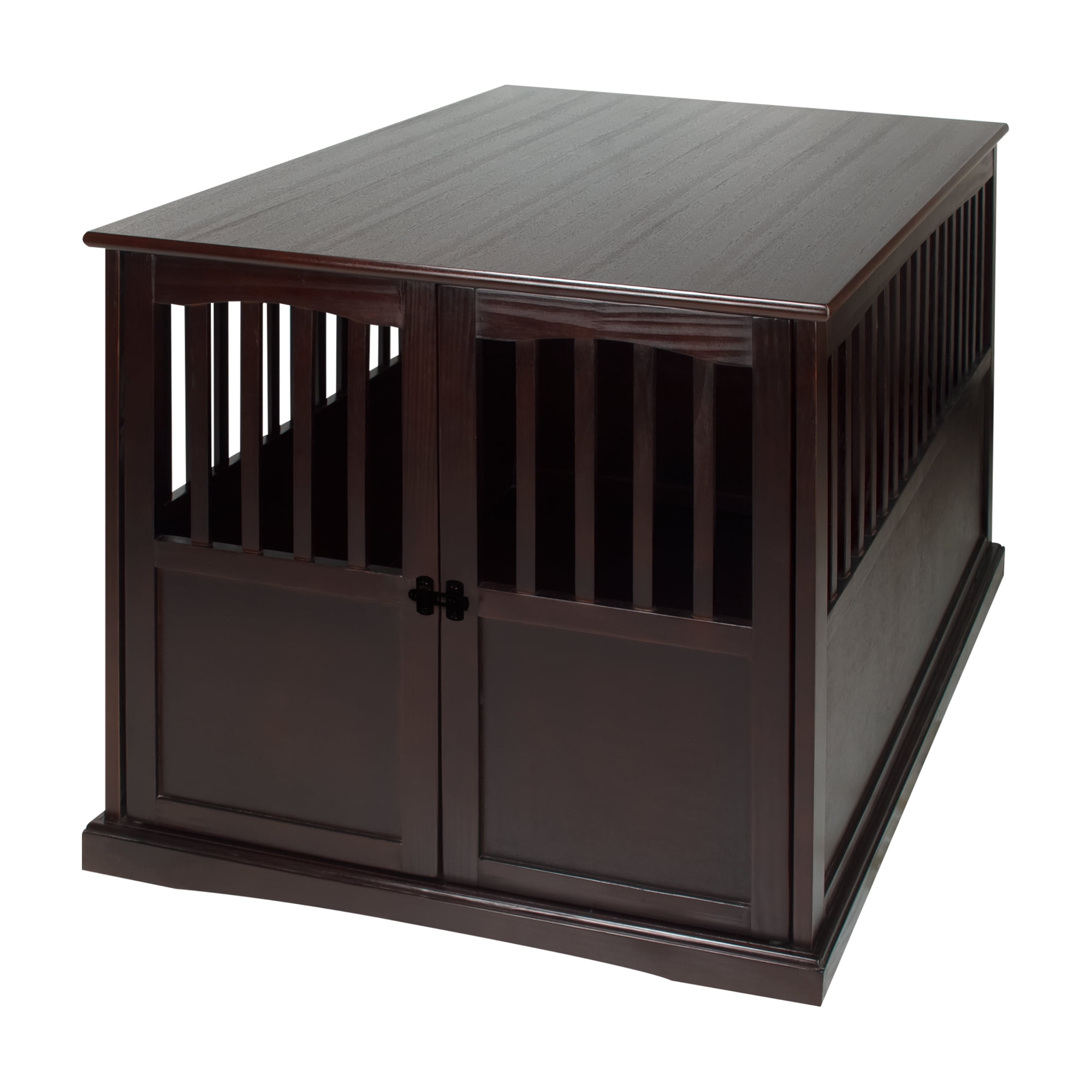 Boomer & george wooden pet crate end top table in espresso finish with metal accents