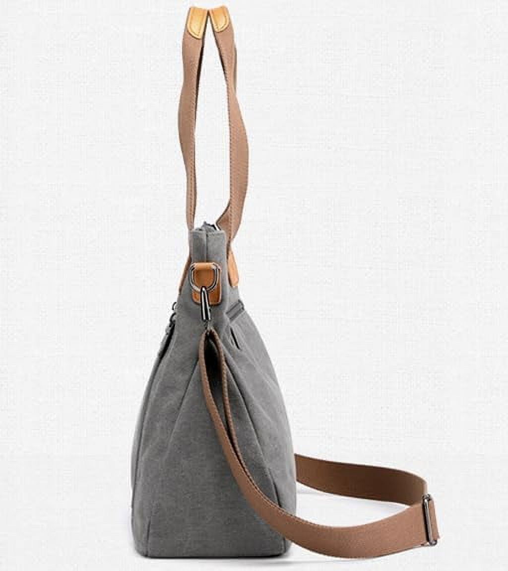JennyShop Vintage Multi-pocket Handbags, Hot Sale Canvas Tote Purse for Women, Work Shoulder Crossbody Bag