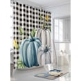thumbnail image 3 of Fall Shower Curtain White Pumpkin Shower Curtains for Bathroom Thanksgiving Decor, Waterproof Polyester Shower Curtain Set with Hooks, Extra Long 72" x 84" Leaves Black White Plaid, 3 of 6