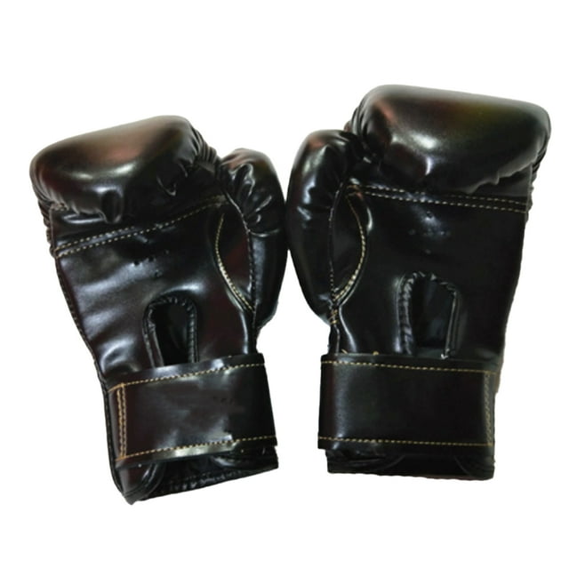 Wosthever 1 par de guantes de boxeo para niños, entrenamiento de cuero, Sparring, Fitness, gimnasio, entrenamiento, guantes para niños, Boxers Boxeo Negro