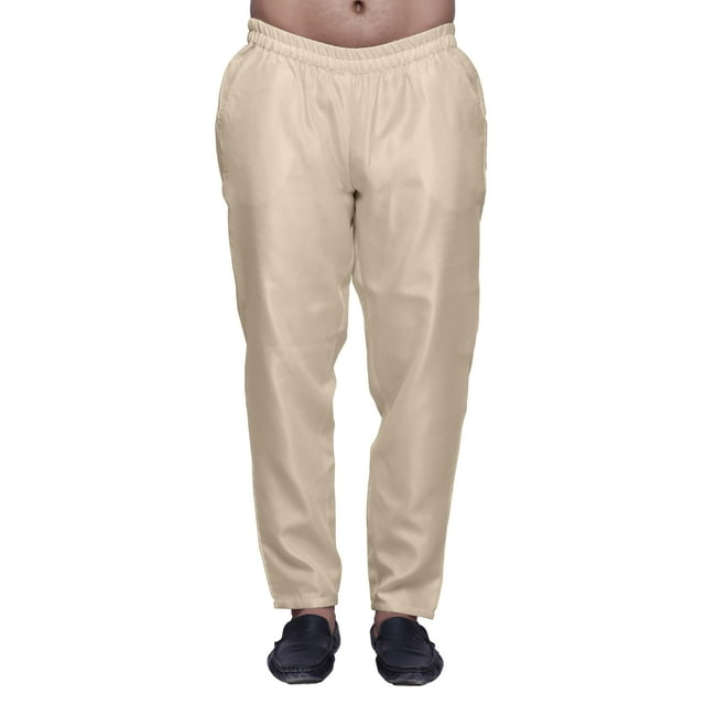 Atasi Men Solid Dupion Ready Made Pajama Ethnic Wear Adjustable Elastic Pants