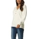 thumbnail image 4 of SUÉTER CASUAL DE PULLOVER DE PUNTO RIBETEADO DE MANGA LARGA CON CUELLO EN V Y BOTONES PARA MUJER CHIC M BLANCO, 4 of 6
