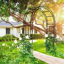 Metal Garden Arch Trellis 90.55" H X 59" W For Climbing Roses And Vines, Heavy Duty Rust Proof Steel Outdoor Plant Support, Black Wedding Ceremony Backdrop