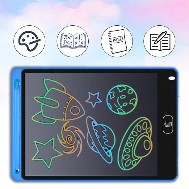 Pizarra LCD 12 Pulgadas Para Niños – Tableta De Dibujo A Color Con Borrado De Un Botón – Regalo Educativo Para Viajes – Sin Radiación Ni Tinta – Azul
