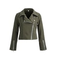 thumbnail image 3 of Coduop Women Faux Leather Jacket Short Slim Coat Long Sleeve Casual PU Outerwear, 3 of 6