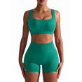 thumbnail image 3 of Conjuntos de Yoga acanalados sin costuras para mujer, Top deportivo con sujetador, pantalones cortos de realce de cadera, conjuntos de moda para entrenamiento, ropa deportiva para gimnasio y Fitness,, 3 of 5