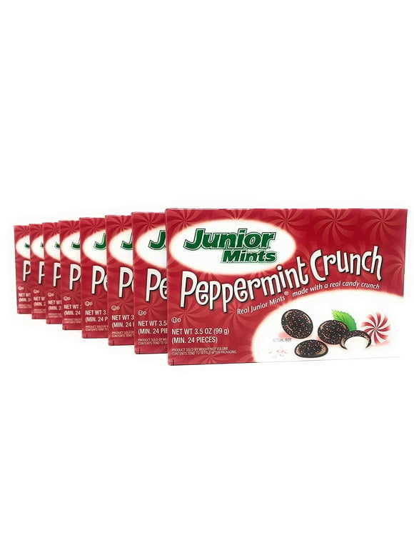 Junior Mints Peppermint Crunch Chocolate Mints - Pack of 8 Boxes - 3.5 oz per Box - 28 oz Total 8 Boxes Total