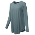 thumbnail image 2 of A2Y Women's Premium Solid Long Sleeve Round Hem Crew Neck Top Shirt Cement S, 2 of 7
