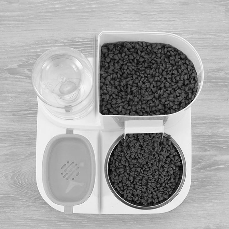 Pet Automatic Feeder 2 in 1 Dog Cat Food Container Water Fountain Large Capacity Stainless Steel Pet Feeding Bowl Pet