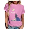 thumbnail image 3 of NAMTYQX Womens Tshirts Cotton Loose Fit Basic Crew Neck Muster Plus Size Loose Fitting Short Sleeve Light Patterns Cool Graphic Tees Pink Size M, 3 of 5