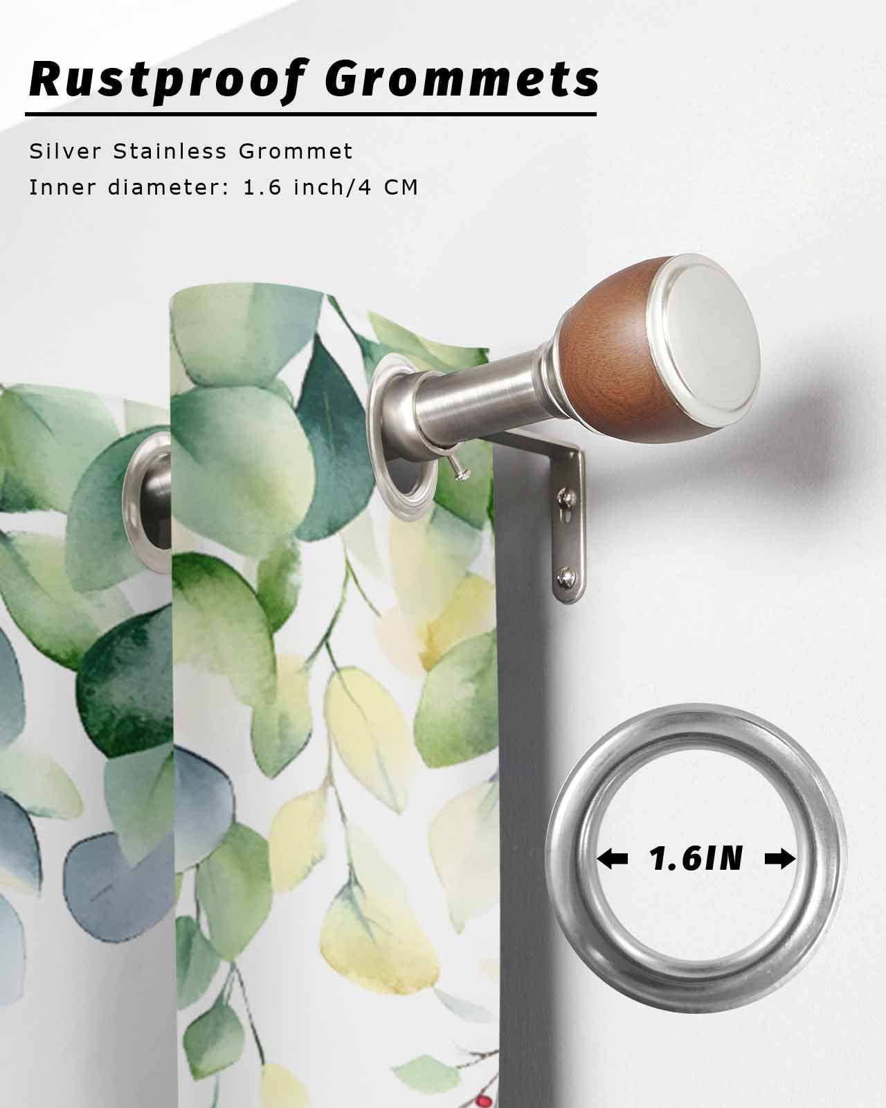 nqOlkjepod Outdoor Curtains for Patio Waterproof, Eucalyptus Outdoor Privacy Panels Grommet, Farm Leaves Boho Watercolor Leaves Spring Blackout Outside Curtains for Porch/Cabana 54"x84", 2 Panels