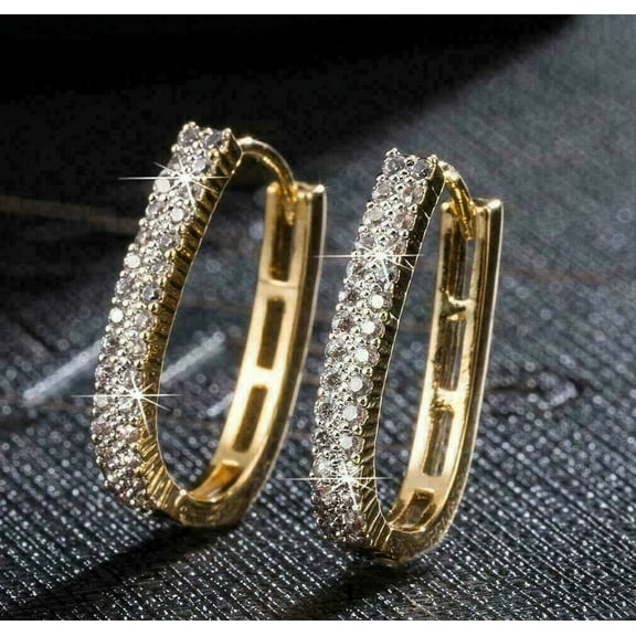 1.50Ct Lab Created Round Brilliant Diamond Hoops Women's Earrings 14K Yellow Gold Plated