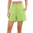 thumbnail image 2 of VBVC Women's and Women's Plus Chino Shorts , Casual Wide Leg Suit Pants For Women,Ladies' Pleated Casual Shorts with Pockets,Green,S-5XL, 2 of 7
