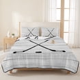 thumbnail image 3 of King Quilt Set 96''x106'', Ice Hockey Lightweight Bedspread Coverlet Set with 2 Pillow Shams, Farmhouse Rustic Ball Sport Game Wooden Grain Breathable All Season Quilt Bedding for Bedroom/Guest Room, 3 of 9