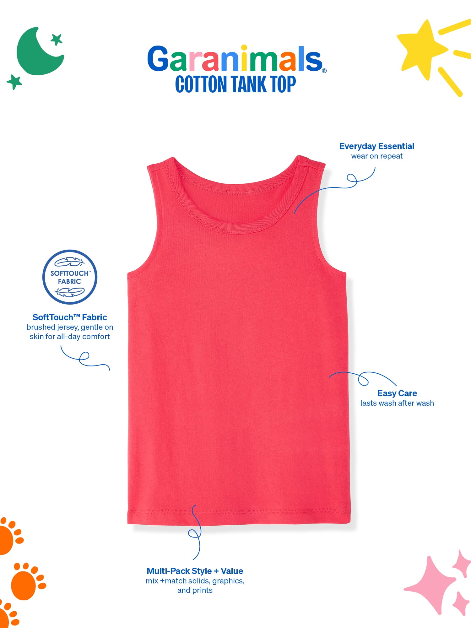 Garanimals Newborn, Baby & Toddler Boy Cotton Solid Tank Tops, 4-Pack, Sizes 0-6T