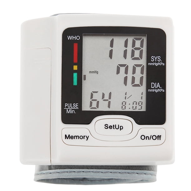Irfora Monitor de presión arterial automático Esfigmomanómetro de muñeca Pantalla digital LCD Uso doméstico médico para medir la frecuencia del pulso Irfora Monitor de presión arterial