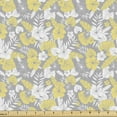 thumbnail image 1 of Luau Fabric by the Yard, Hawaiian Vegetation Flowers Abstract Summertime Botanical Composition, Upholstery Fabric for Dining Chairs Home Decor Accents, 3 Yards, Pale Yellow Pale Grey by Ambesonne, 1 of 4
