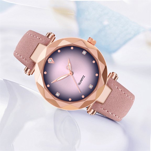 Resicozy Women's Vintage Watch Quartz Watch with Leather Strap Dress Wristwatch for Ladies Pink