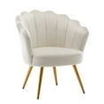 thumbnail image 3 of Andeworld Mid Century Accent Chair, Upholstered Living Room Makeup Vanity Chair, Modern Barrel Arm Guest Leisure Chairs for Bedroom,White with Golden Legs, 3 of 5