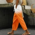 thumbnail image 2 of KALE Linen Pants for Women Palazzo Dressy Capris Summer High Waisted Wide Leg Plus Size Capri Lightweight Trousers S 5Xl Women Pants Orange, 2 of 5