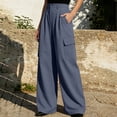 thumbnail image 5 of Women's High Waisted Pleated Wide Leg Cargo Pants Casual Loose Pocketed Work Trousers, 5 of 8