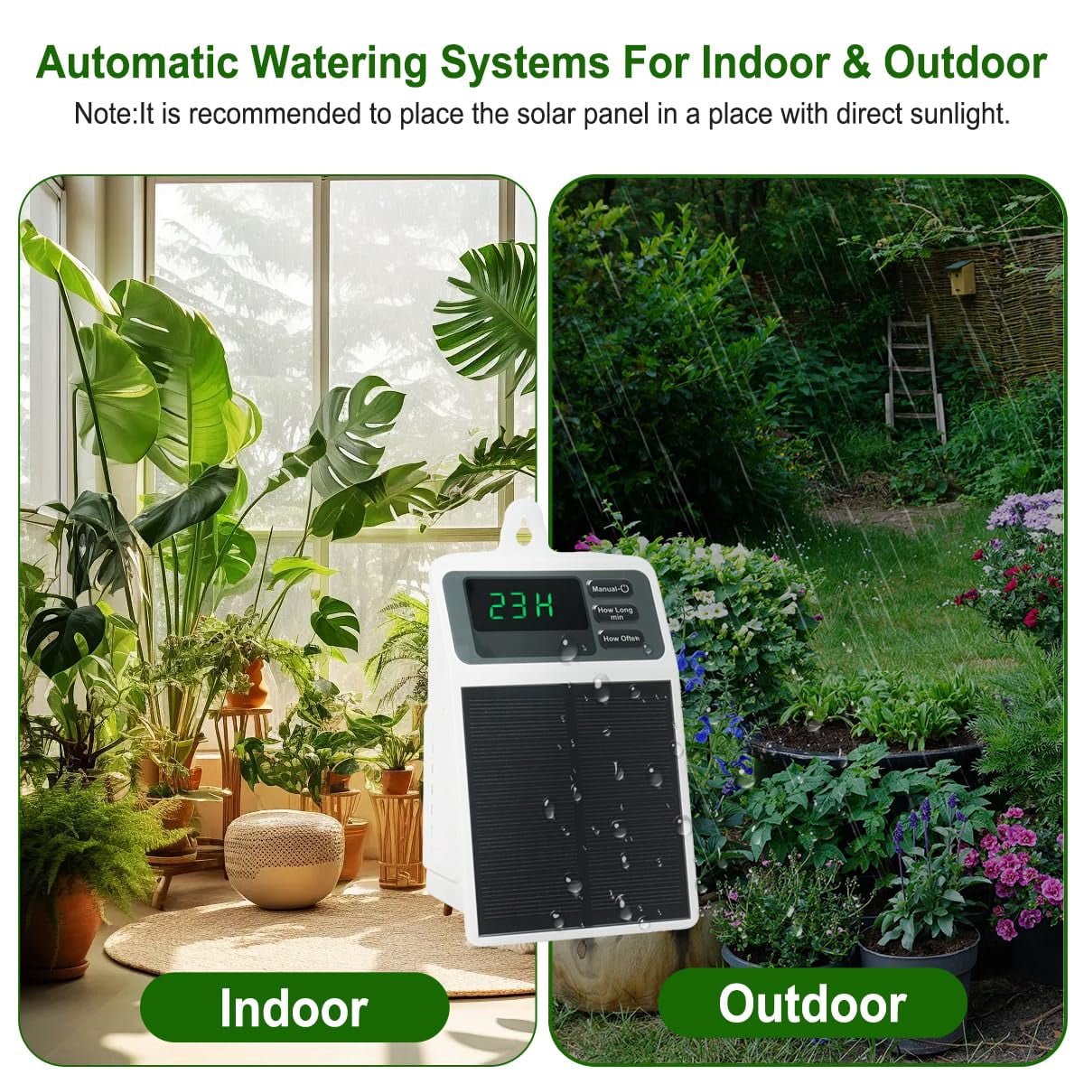 Easy Solar-Powered Drip Irrigation Kit - Automatic Watering System for Garden, Patio & Houseplants - Includes Water Pump, 33ft Tubing, 10 Drippers - Saves Time & Water