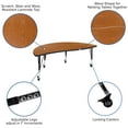 thumbnail image 4 of Flash Furniture 2 Piece Mobile 60" Circle Wave Flexible Oak Thermal Laminate Kids Adjustable Activity Table Set, 4 of 11