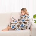thumbnail image 4 of Beige Background Football Helmets Pattern Blanket Hoodies for Kids 6-13YR Oversize Wearable Blanket Hoodies for Boys Girls Teens, 4 of 7