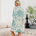 thumbnail image 7 of Zipper Lightweight Robes for Women Soft Womens Bathrobe Zip Up Front 3/4 Sleeve Knee Length Vintage Floral Print Trendy Sleepwear Nightgown with Pockets Green S, 7 of 7