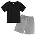thumbnail image 5 of Conjunto de camiseta de algodón para niños, ropa informal de manga corta para niños y niñas de 2 a 12 años, conjunto de verano de color sólido para bebés, 5 of 5