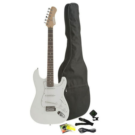 Fever Full Size Electric Guitar with Gig Bag, Clip on Tuner, Cable, Strap and Strings Color