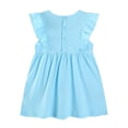 thumbnail image 3 of Girls School Uniform Lightweight Ruffle Ruched Flutter Sleeve Crew Neck Cartoon Print Dress Back-To-School Girls Dresses 2 Years, 3 of 7